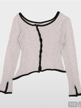 Yuse Light Gray unbalance cardigan